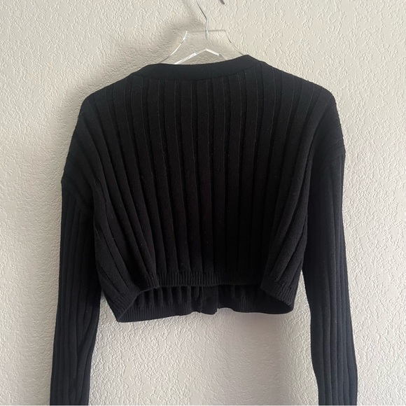 ABOUND Long Sleeve Ribbed Cropped Cardigan Black Size Large - Picture 7 of 10